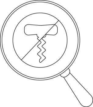 un sacacorchos dentro un aumentador vaso con un diagonal línea mediante eso vector