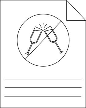 A document featuring a no alcohol symbol over three horizontal lines vector