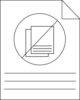 The image shows a nocopy icon represented by crossed out documents on a blank document with three lines for text vector
