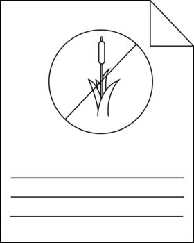 A sign with a crossedout cattail on a paper with lines corner folded down vector