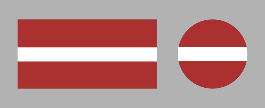 Latvia round, rectangular flag badges. Set of National Latvian flag circle, rectangle icons. Official colors. vector