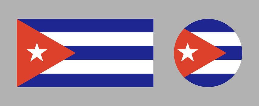 Flag of Cuba. Set of round, rectangular icons of the national Cuban flag. Circle, rectangle Cuba flag badges. vector