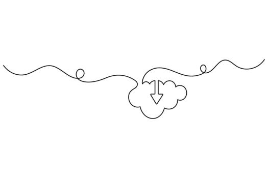 continuo línea nube almacenamiento icono en sencillo contorno vector