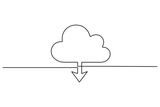 Cloud backup icon represented in minimalist one line style vector