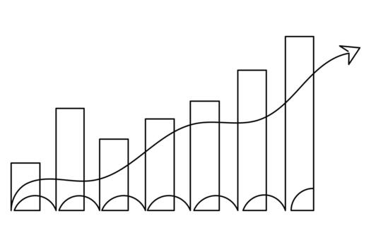 minimalista uno línea negocio gráfico demostración creciente crecimiento en sencillo contorno estilo vector