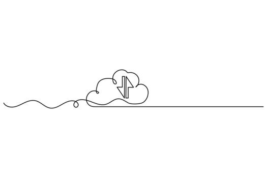 Abstract continuous line drawing cloud technology concept. vector
