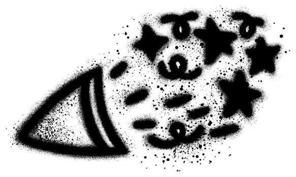 Party Poppers. Exploding festive poppers with confetti in graffiti style. vector