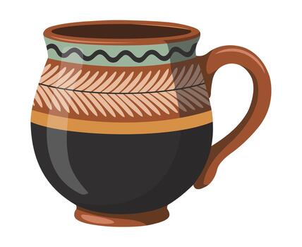 Ceramic mug with decorative pattern vector