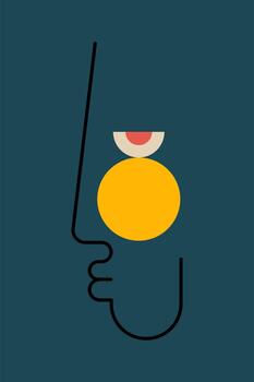 Expressive Abstract Face Line Drawing vector