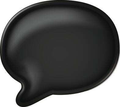 A realistic glossy black 3D speech bubble sticker with a smooth puffy shape, shiny surface and clean isolated design. vector