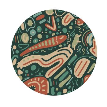 Whimsical doodle elements in circle. Abstract design. vector