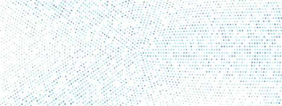 Geometric healthcare symbols create seamless texture with radial halftone effect. Abstract pharmaceutical background features minimal design elements for clinical and emergency templates. vector