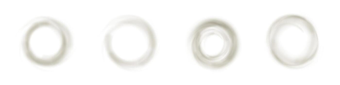 Smoke spiral moves through cool air shaping smooth vortex ring. Fast circular swirl forms clean breeze flow. Abstract motion energy. Purification and rotation design realistic graphic texture vector