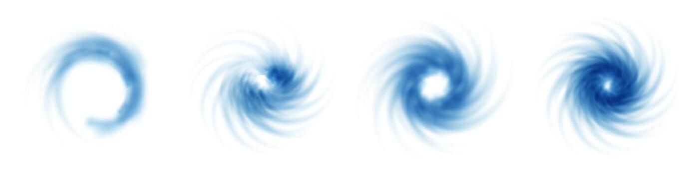 Cool wind swirl shapes smooth air vortex with bright circular motion. Blue spiral flow moves with clean texture. Abstract whirlpool energy for modern rotation breeze suction graphic design vector