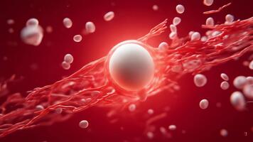 dynamisk mikroskopisk cellulär samspel, lysande cell, röd kärl, och strömmande partiklar i en biologisk systemet video