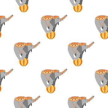 sin costura modelo con un circo tema. circo caracteres, incluso un elefante. plano dibujos animados estilo. vector