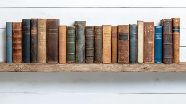 Old books on a shelf photo