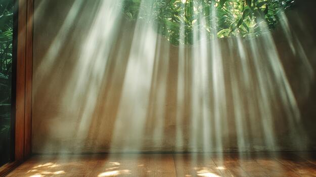 Sunlight streaming through a window in a room photo