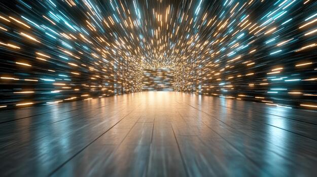 A tunnel with lights and motion blur photo