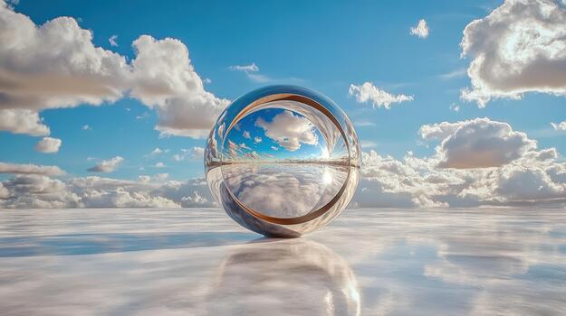 A ball with a reflection in the sky photo