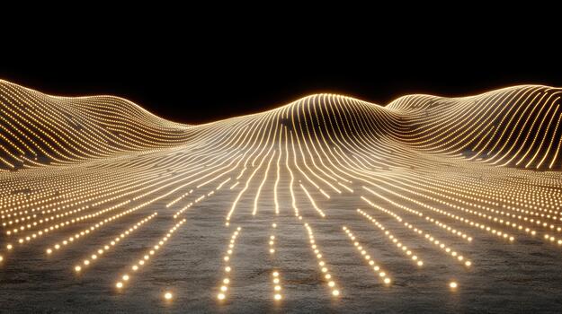 A 3d rendering of a mountain with lights photo