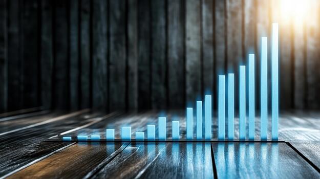 A graph chart on a wooden table photo