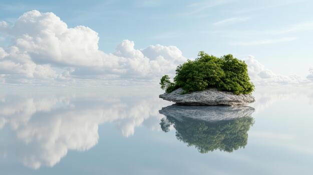 A small island with a tree on top of it photo