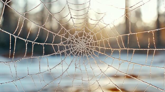 un araña web cubierto en Rocío foto