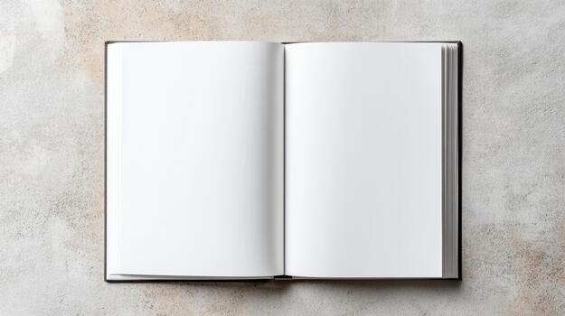 An open blank book on a table photo