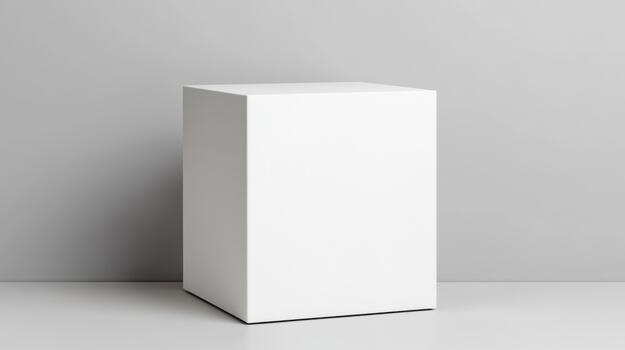 A white cube on a gray background photo