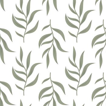 Large leaf seamless pattern, flowing foliage. Leaf flow repeat, botanical background. Flowing leaf tile, nature pattern illustration vector