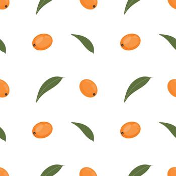 mar espino cerval baya sin costura patrón, botánico impresión. espino cerval baya repetir patrón, natural ingrediente antecedentes. naranja baya patrón, botánico loseta diseño vector