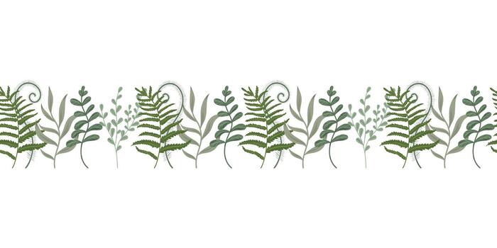 Leaves border, botanical design. Dense twig border, foliage frame illustration. Leafy botanical background vector