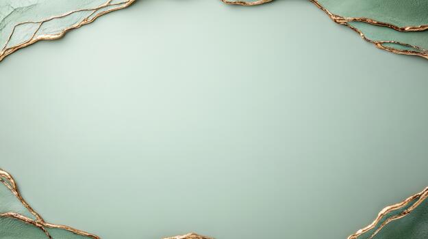 Golden frame on green background with copy space photo