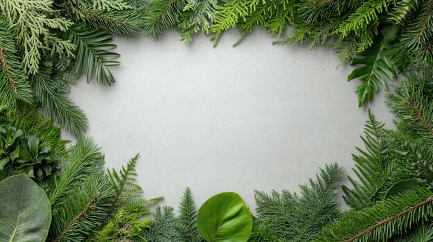 verde Navidad árbol hojas y ramas en un blanco antecedentes foto