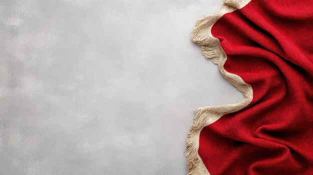 Red and beige fabric on a gray background photo
