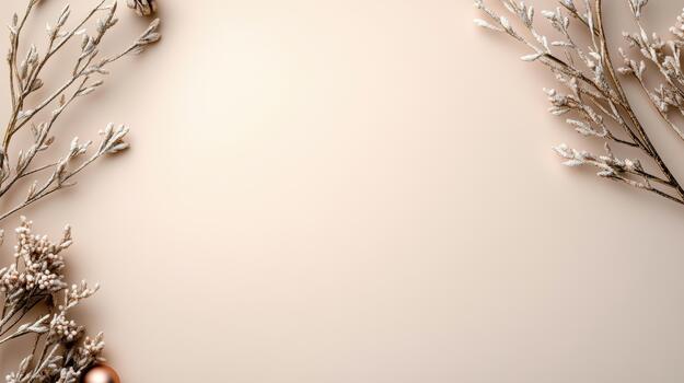 Christmas tree branches and gold balls on a white background photo