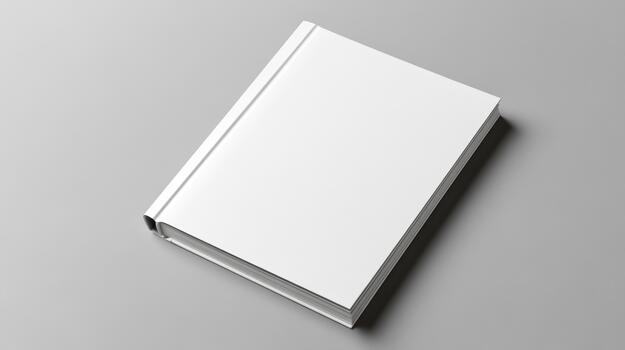 Blank white book on grey background 3d render photo