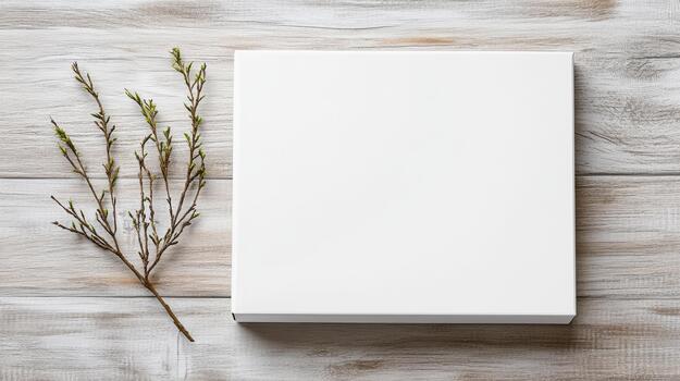 Blank book on wooden background with copy space photo