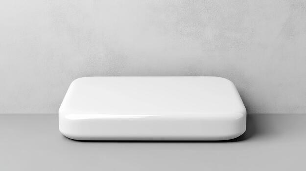 A white square box sitting on a table photo