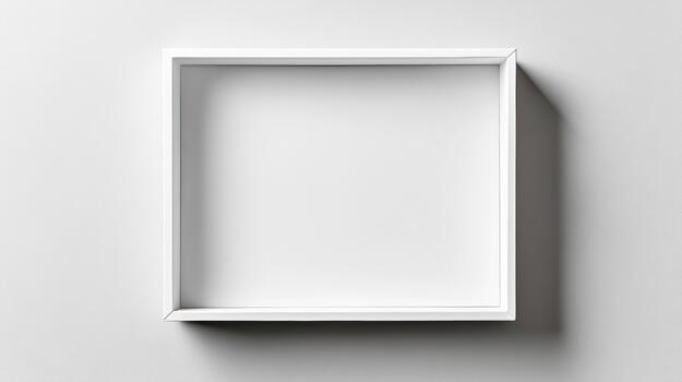 Empty white frame on a wall with a shadow photo