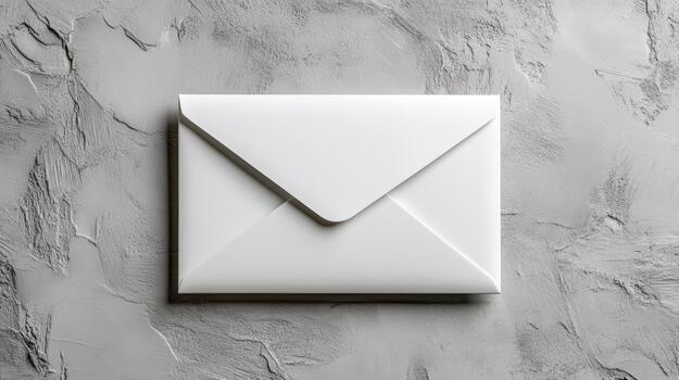 An open white envelope on a gray wall photo
