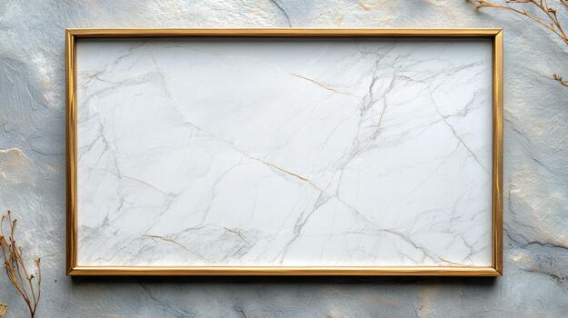Gold frame on a marble background photo