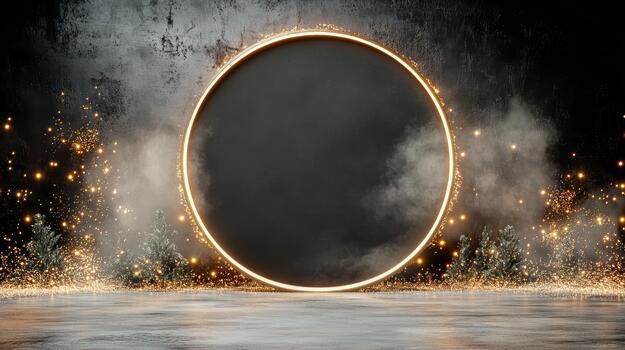 A black circle with a fire in the middle photo