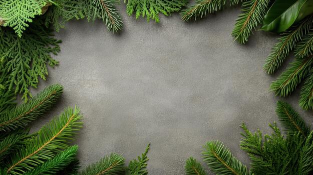Navidad árbol ramas en hormigón antecedentes foto