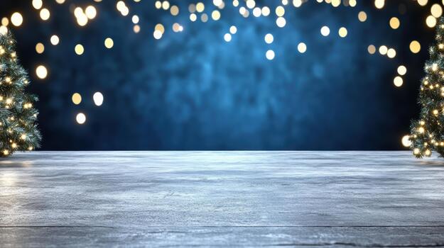 Christmas tree on a dark background with bokeh lights photo