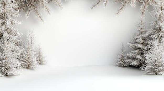 Christmas background with snow covered trees photo