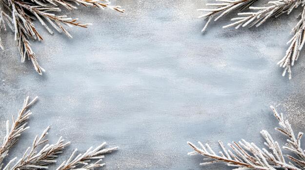 Navidad marco con nieve en un gris antecedentes foto