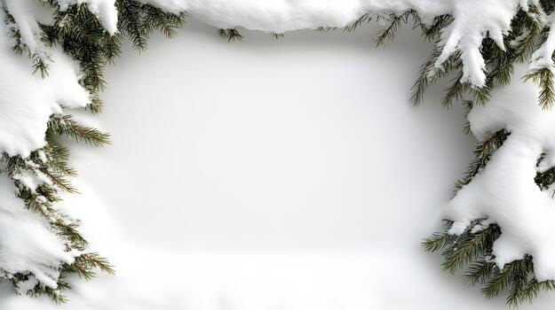 A frame made of snow with a tree branch in the middle photo