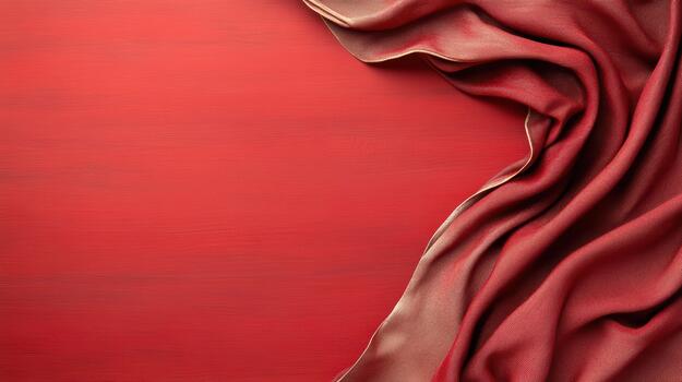 Red silk fabric on a red background photo